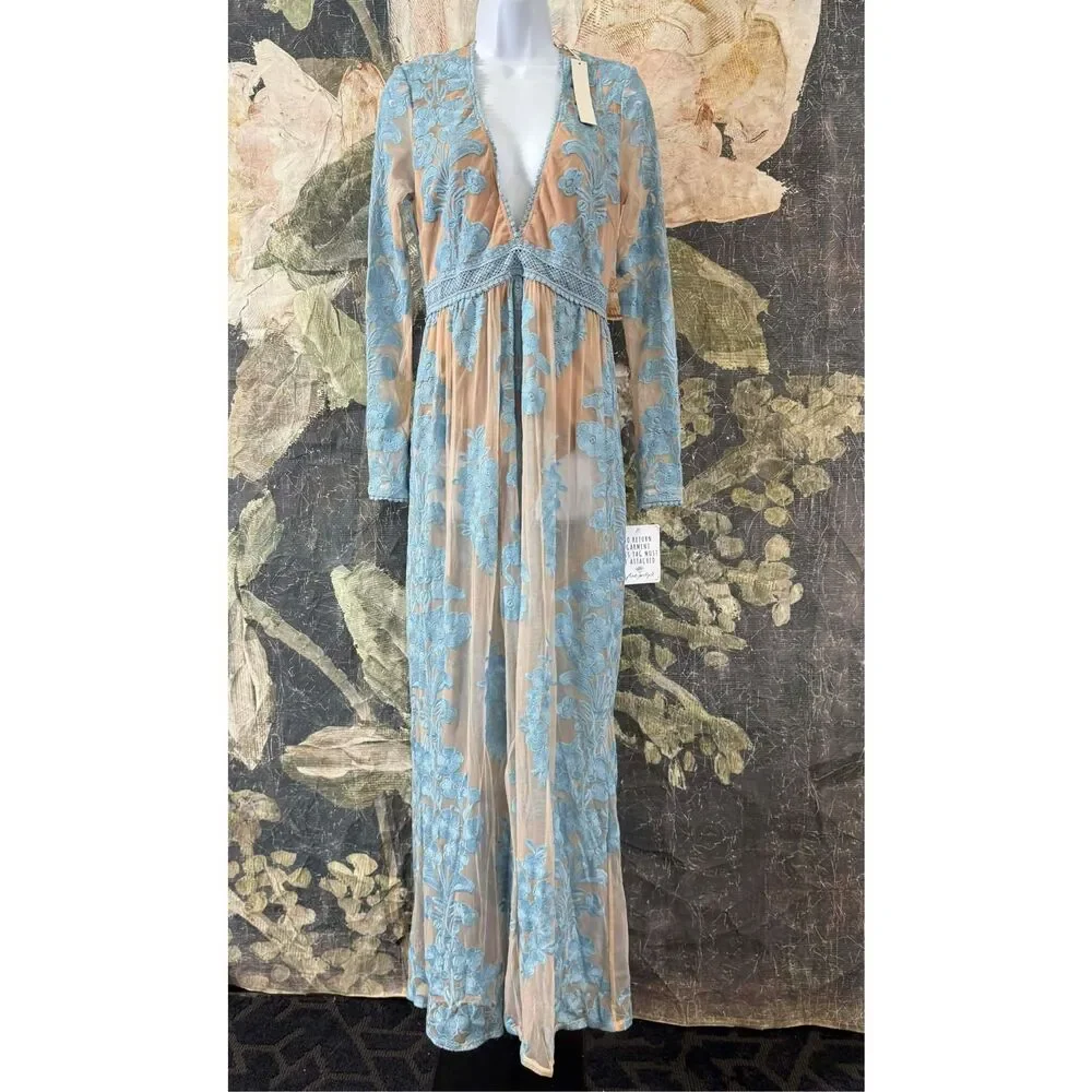 New Free People For Love & Lemons Temecula Maxi Dress Size L - Picture 9 of 9